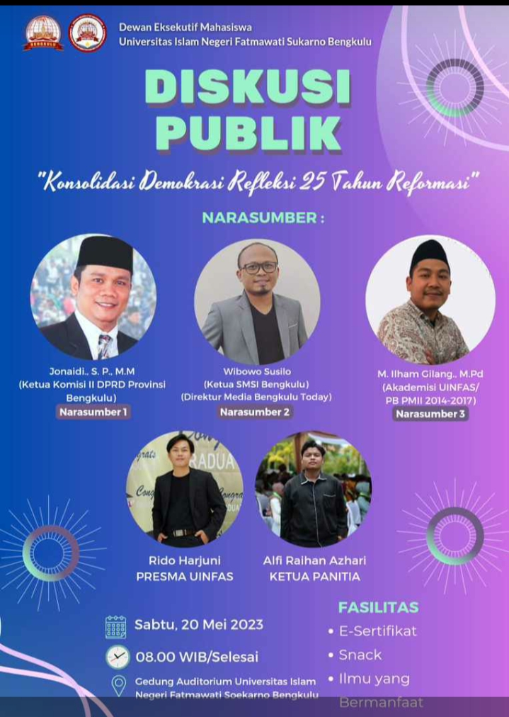 Diskusi Publik UINFAS Hadirkan Ketua Komisi II DPRD Provinsi Bengkulu 