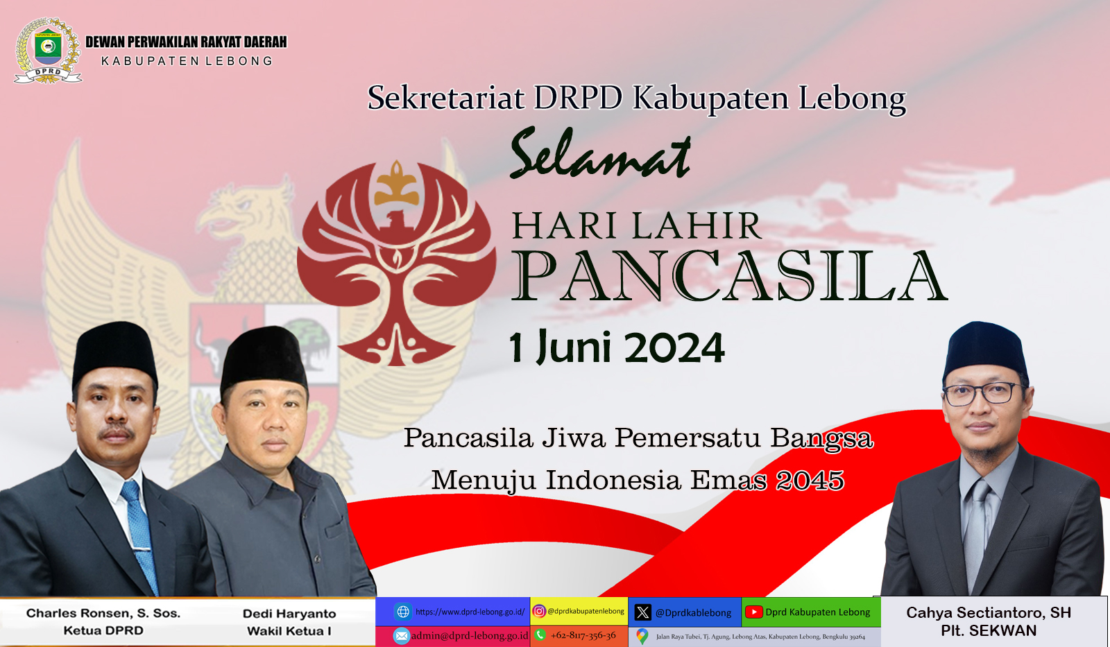 DPRD Lebong : Hari Lahir Pancasila, Mari Kita Jaga Semangat Kebhinekaan