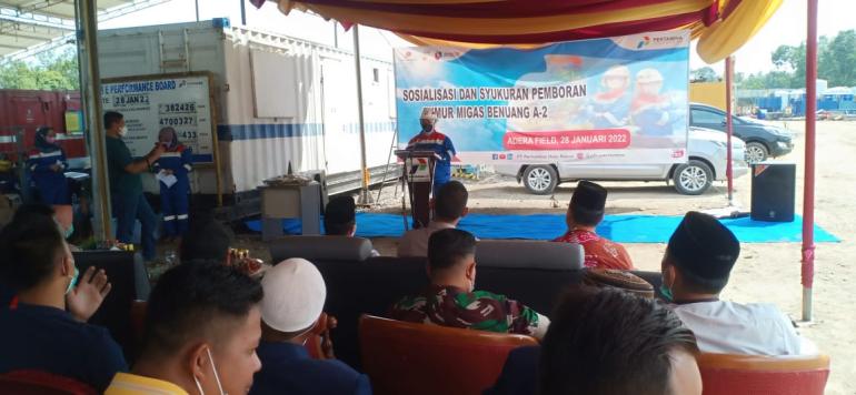 Pertamina Hulu Rokan (PHR) Region 1 Zona 4 Field Adera menggelar tasyakuran setalah pemboran Di Lokasi BNG-A2/ BNG 50