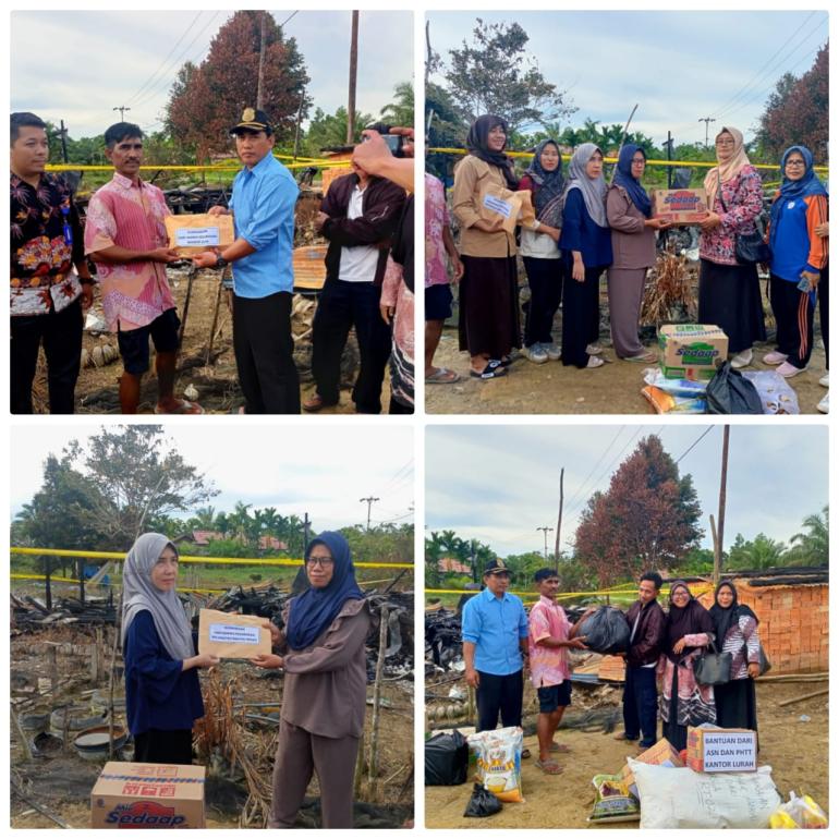 Lurah Bandar Jaya Serahkan Donasi Kepada Korban Kebakaran (Foto/HSU)