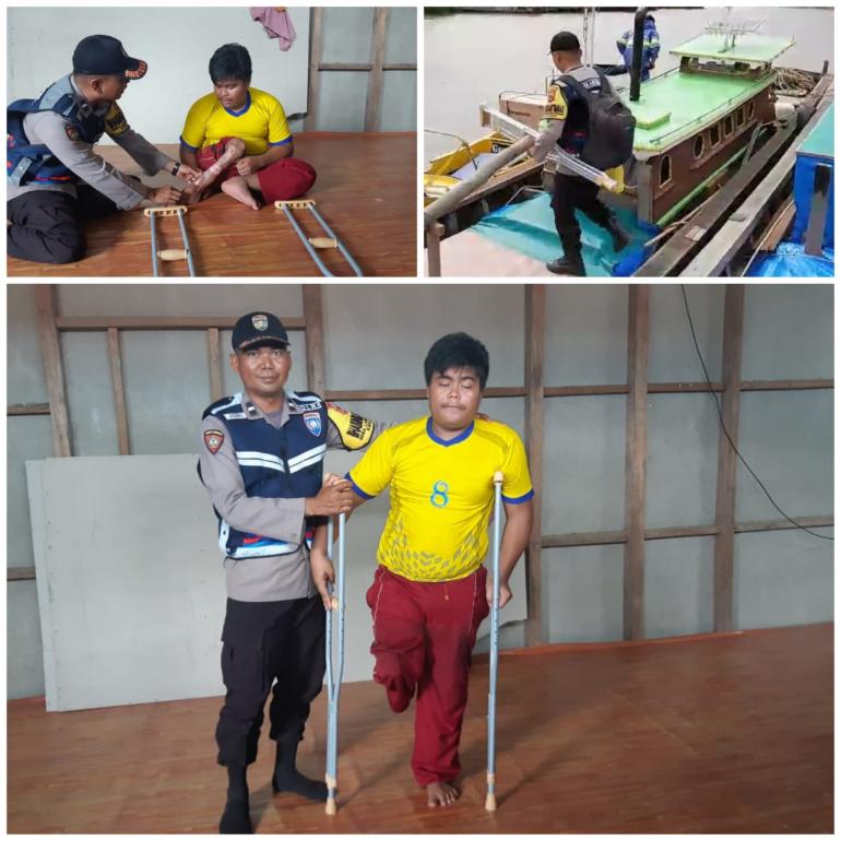Polsek Sadu Beri Bantuan Tongkat Bagi Penyandang Disabilitas