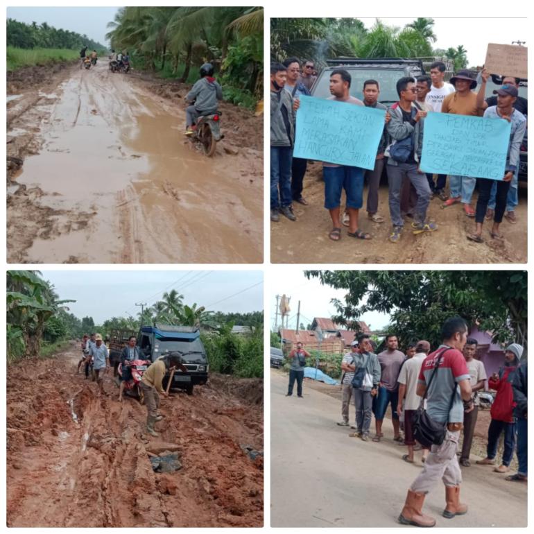 Masyarakat Tanjabtim Blokir Jalan Sebagai Aksi Kritikan Kepada Pemerintah