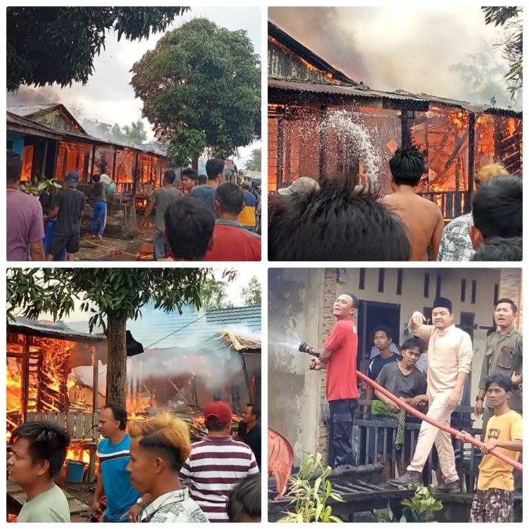 Kebakaran Hebat Landa Sejumlah Rumah di Nipah Panjang 